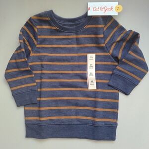 Cat & Jack 3T Toddler Long Sleeve Blue Striped Crew Neck Sweatshirt NWT
